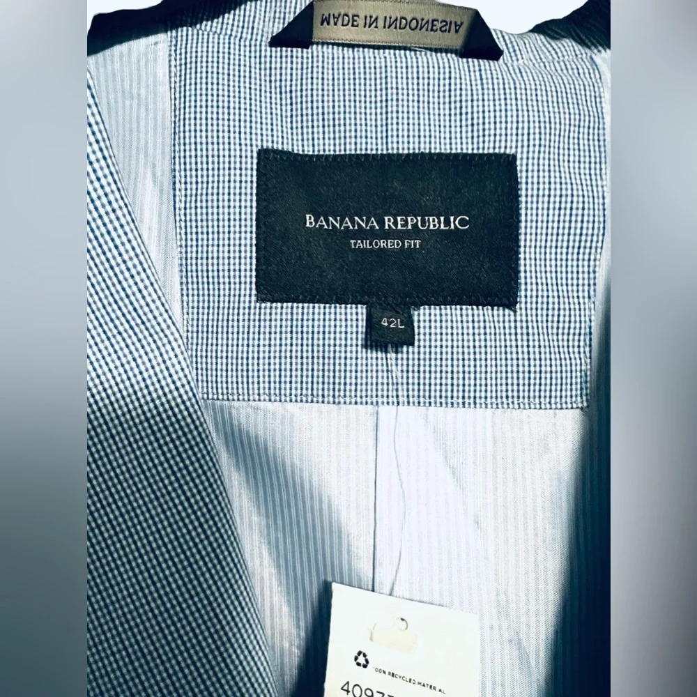 Banana Republic Light Blue Seersucker Sport Coat Blazer
